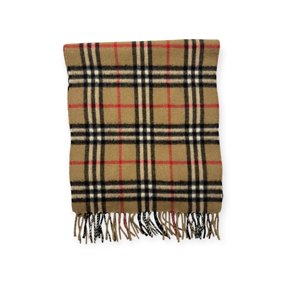 🔴 Vintage Burberrys Scarf Nova Check 100% Cashmere Camel - Picture 2 of 7
